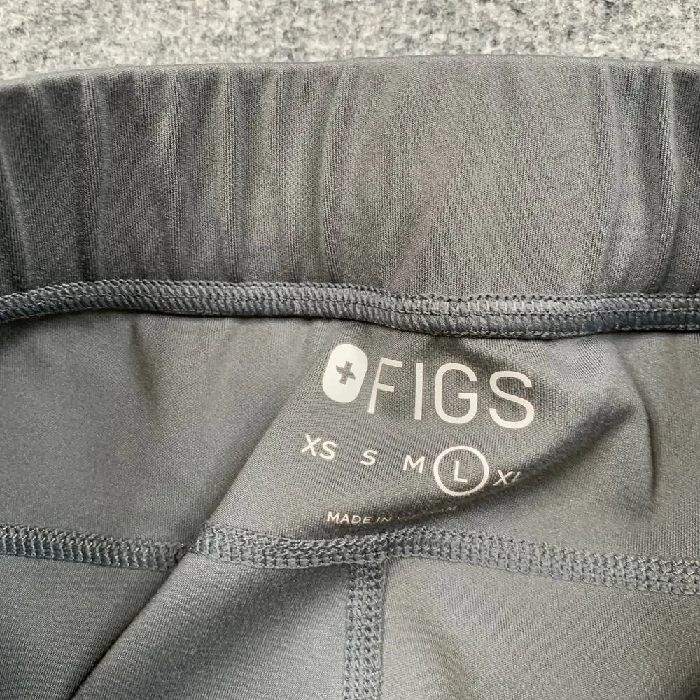 FIGS Pants Mens L Large Slim Fit Grey Elastic Waist Mini Pocket Scrub Base Layer